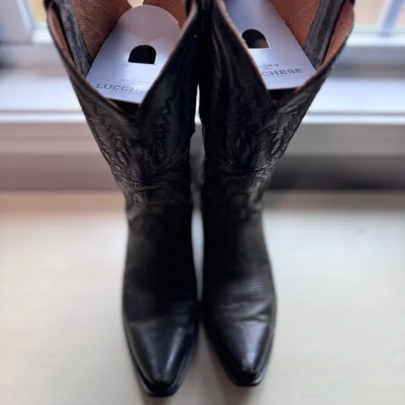 Lucchese Gray Leather Cowboy Boots - Picture 10 of 11